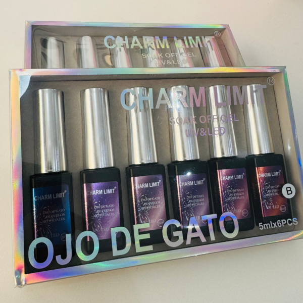 Esmalte semipermanente ojo de gato fuegos artificiales serie B x 6 u – Charm Limit