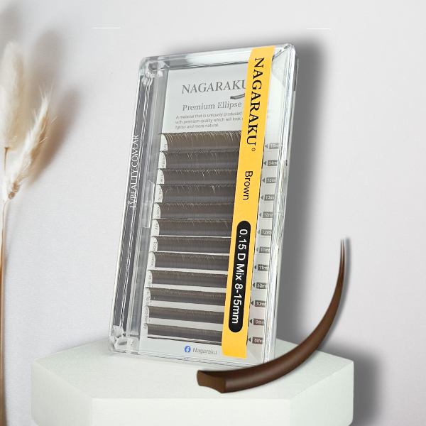 Pestañas premium ellipse color marrón 0.15 D mix 8 - 15 mm - Nagaraku