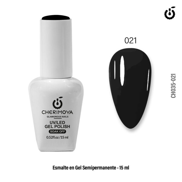 Esmalte semipermanente 15ml #021 Negro - Cherimoya