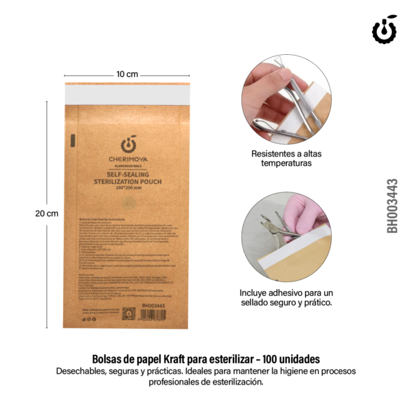 Bolsa de papel kraft para esterilizar X 100PCS - Cherimoya