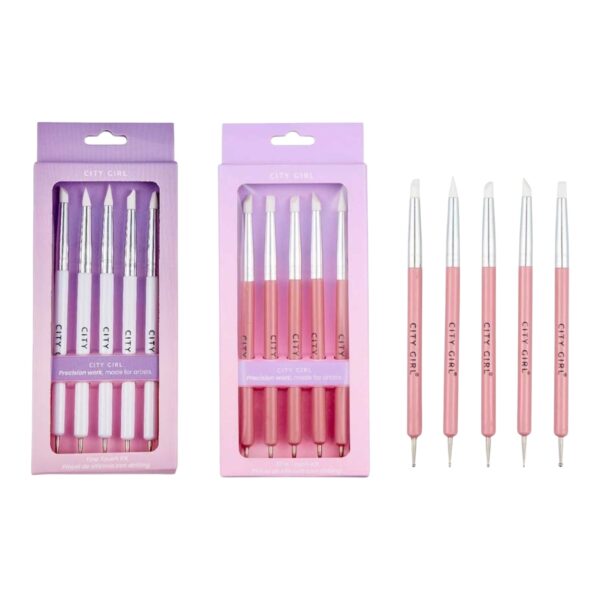 Pinceles Para Nail Art x5 U dotting + punta de silicona - City Girl