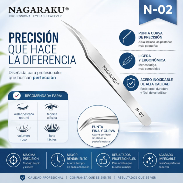 Pinza para pestañas N-02 - Nagaraku