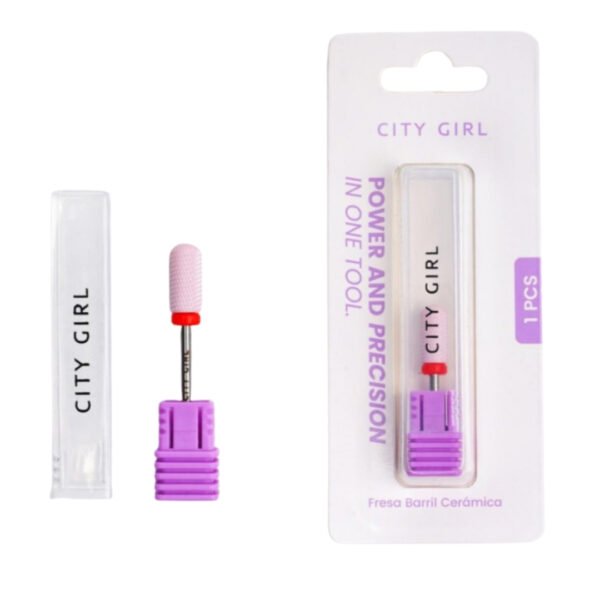 Fresa de cerámica barril rosa cinta roja - City Girl