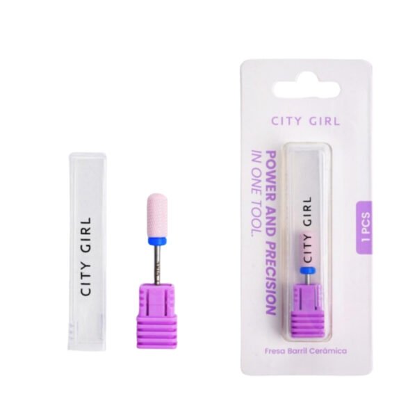 Fresa de cerámica barril rosa cinta azul - City Girl
