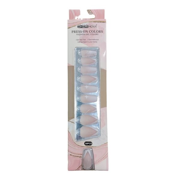 Press on nails deluxe coffin rosa con francesita 30pcs - Cherimoya