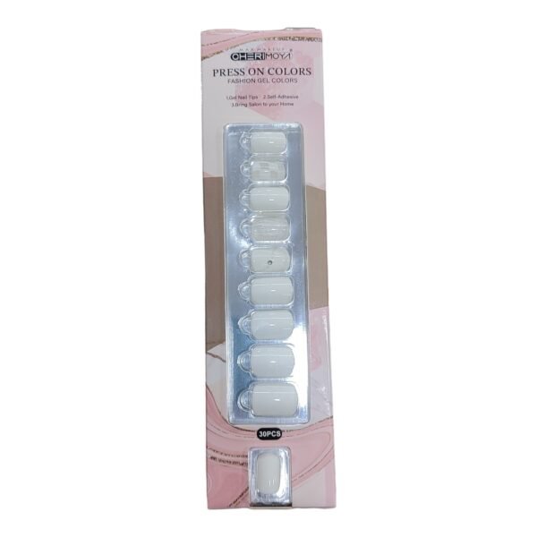 Press on nails cuadradas blancas - Cherimoya